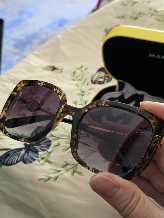 NWOT Marc Jacobs MARC 727/S Signature Logo Print Square Sunglasses Gold CAT 3 main image 10